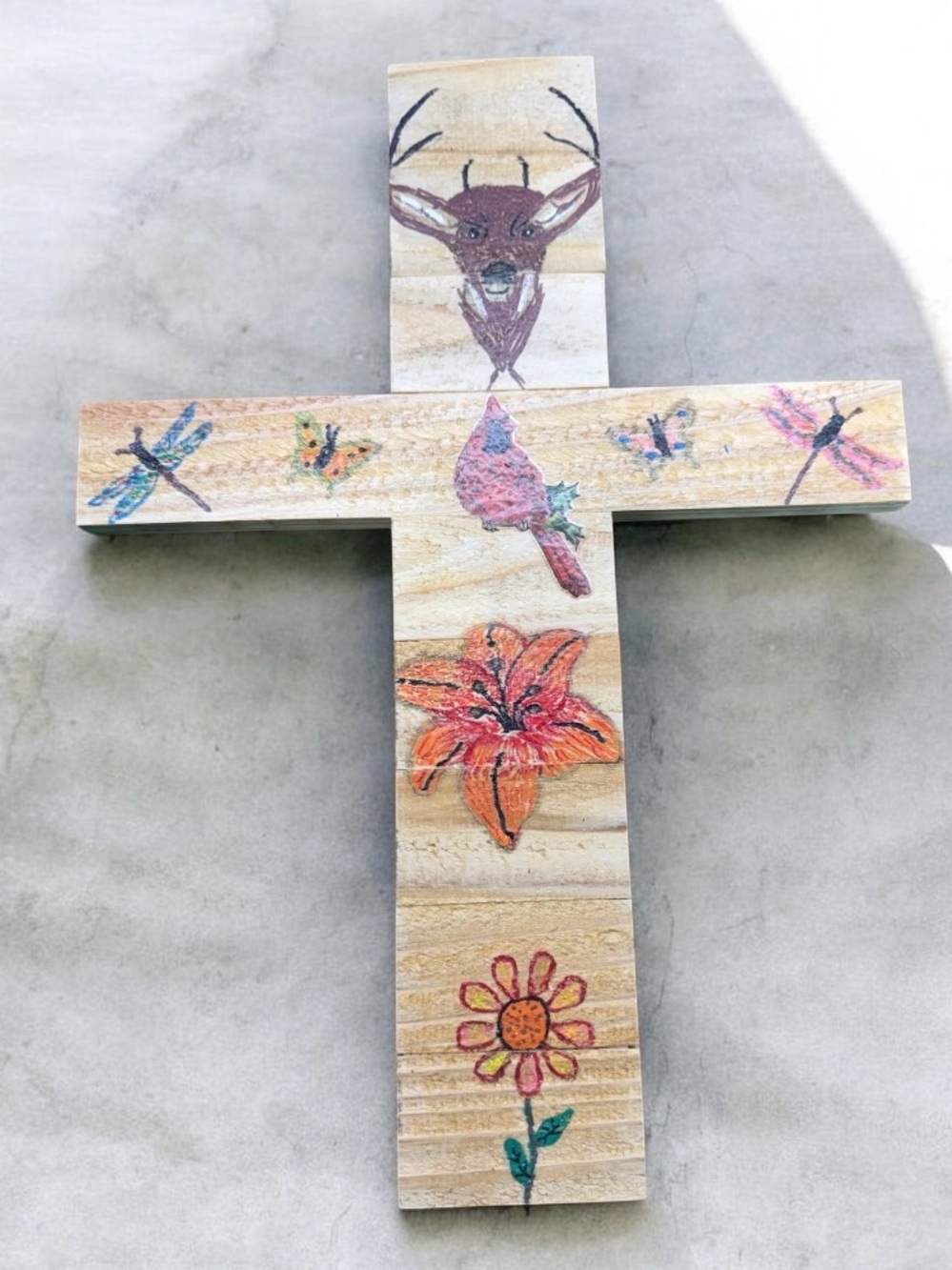 Handcrafted By Me! The Garden Cedar Wooden Cross “I come to the garden alone”